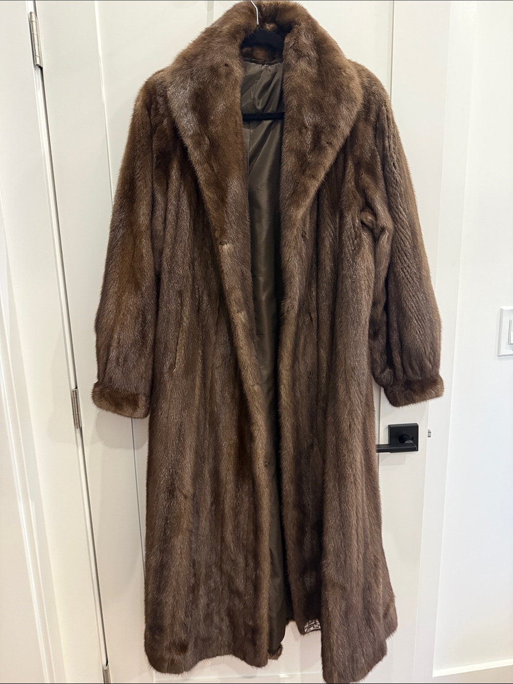 Surell Rich Brown Full-Length Fur Pea Coat